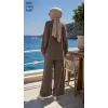 Nuss 1039 Cupra ipek Pantolonlu Takım -kahve