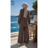 Nuss 1039 Cupra ipek Pantolonlu Takım -kahve