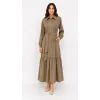 NUSS 2040 DESENLİ ELBİSE- CAMEL