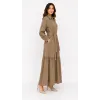 NUSS 2040 DESENLİ ELBİSE- CAMEL