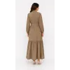 NUSS 2040 DESENLİ ELBİSE- CAMEL