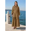 NUSS 2040 DESENLİ ELBİSE- CAMEL