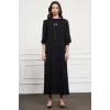 Nuss triko kollari cupra ipek elbise siyah 2062