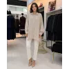 PUANE Naturel Dokulu Oversize Gömlek -10800 BEJ