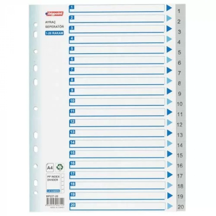 BİGPOİNT PP SEPERATÖR 1-20 RAKAMLI BP227-20