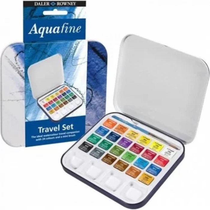 DALER ROWNEY AQUAFINE TRAVEL TIN 24 HALF PAN