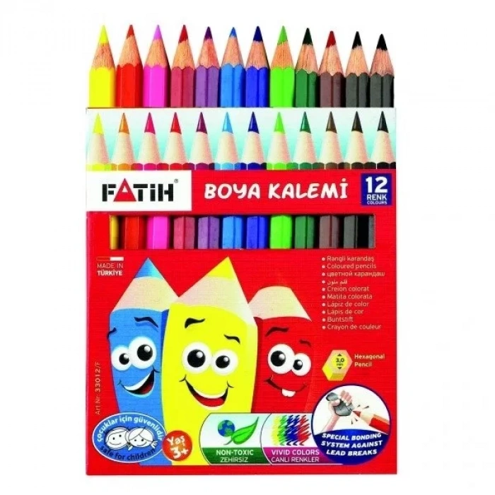 FATİH KURUBOYA 12 RENK YARIM BOY  FA33012KB12RYB