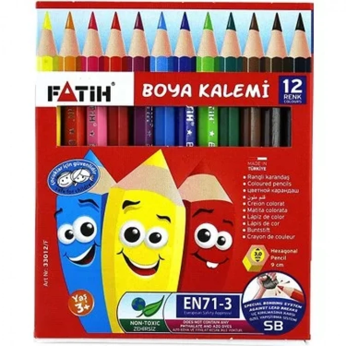 FATİH KURUBOYA 12 RENK YARIM BOY  FA33012KB12RYB