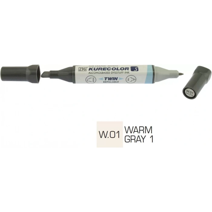 ZIG KURECOLOR TWIN S KC-3000 W01 WARM GRAY 1
