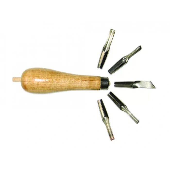 PONART LİNOL BIÇAK SETİ AHŞAP SAP 5 UÇ PT-A15563