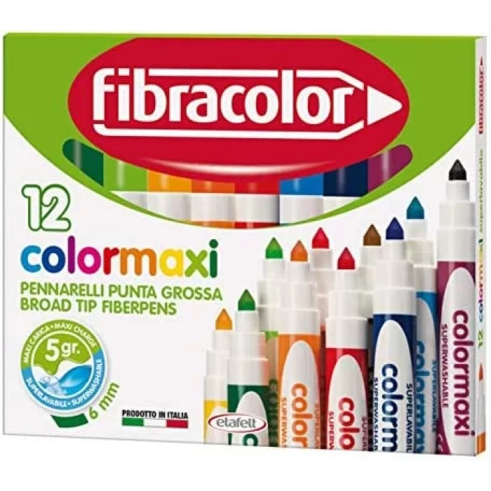 FİBRACOLOR COLORMAXİ JUMBO KEÇELİ KALEM 12 RENK FC-10640SW012SC