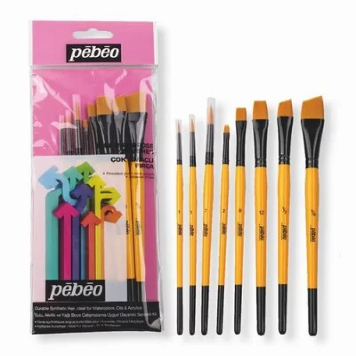 PEBEO 8Lİ FIRÇA SETİ - ANGULAR NO: 1/2 5/8 - KESİK UÇ NO: 2 8 12 - SULUBOYA NO: 1 3 7 SET-6