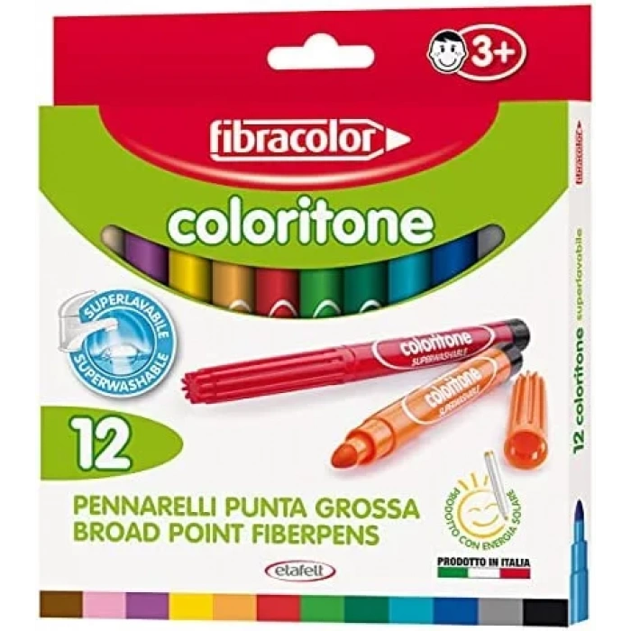 FİBRACOLOR COLORİTONE KALIN KEÇELİ KALEM 12 RENK FC-19540SW012SE