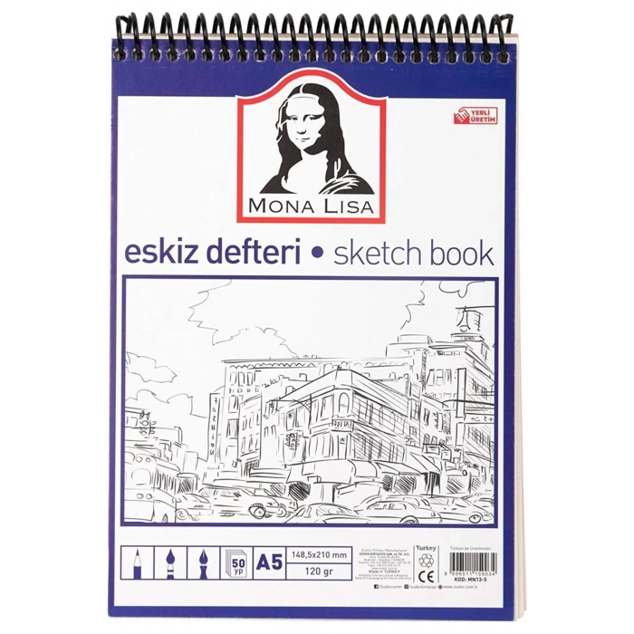 SÜDOR MONALİSA ESKİZ DEFTERİ A5 120 G 50 YP TELLİ MN13-5