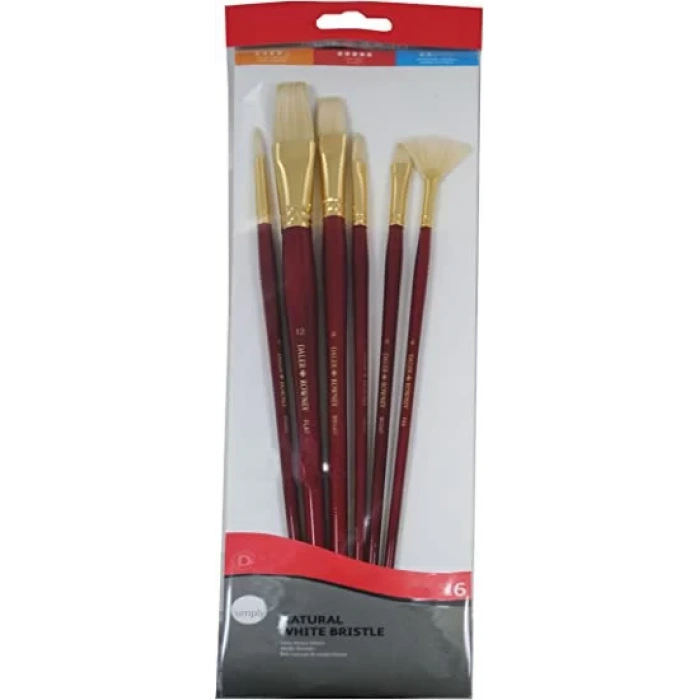 WHITE BRISTLE LONG HANDLED 6 PC