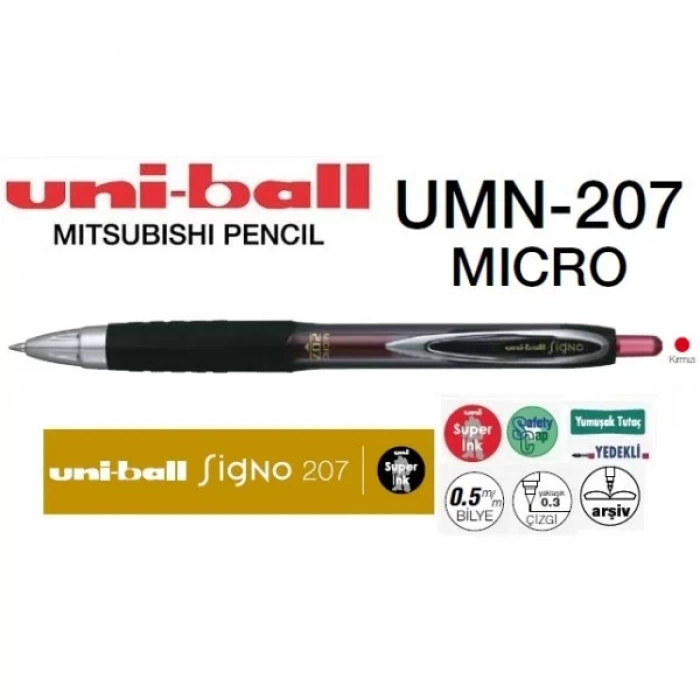UNİBALL SİGNO 207 MİCRO 0.5 MEKANİK JEL KALEM KIRMIZI UMN-207 (05)