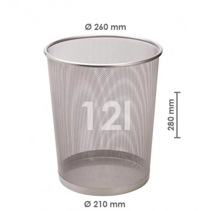 BİGPOİNT METAL PERFORE ÇÖP KOVASI BÜYÜK SİLVER BP410-11