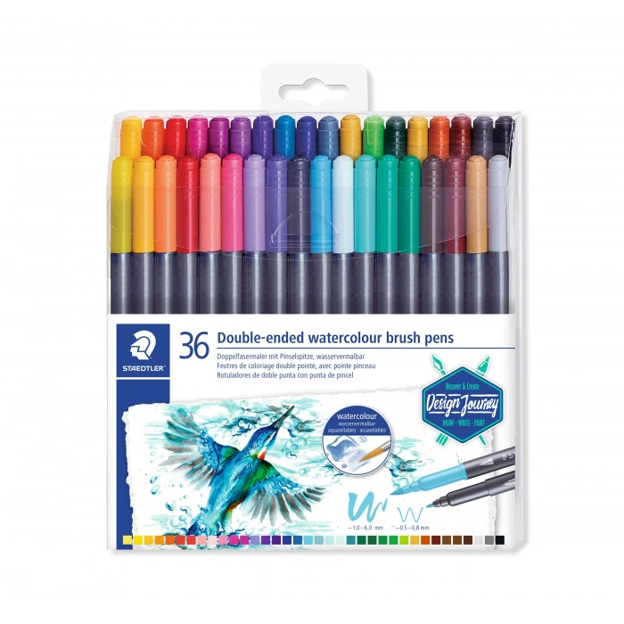 STAEDTLER 3001 TB36 ÇİFT UÇLU WATERCOLOUR BRUSH KEÇELİ KALEM 1.0-6.0/0.5-0.8 MM 36LI TST3001TB360000A