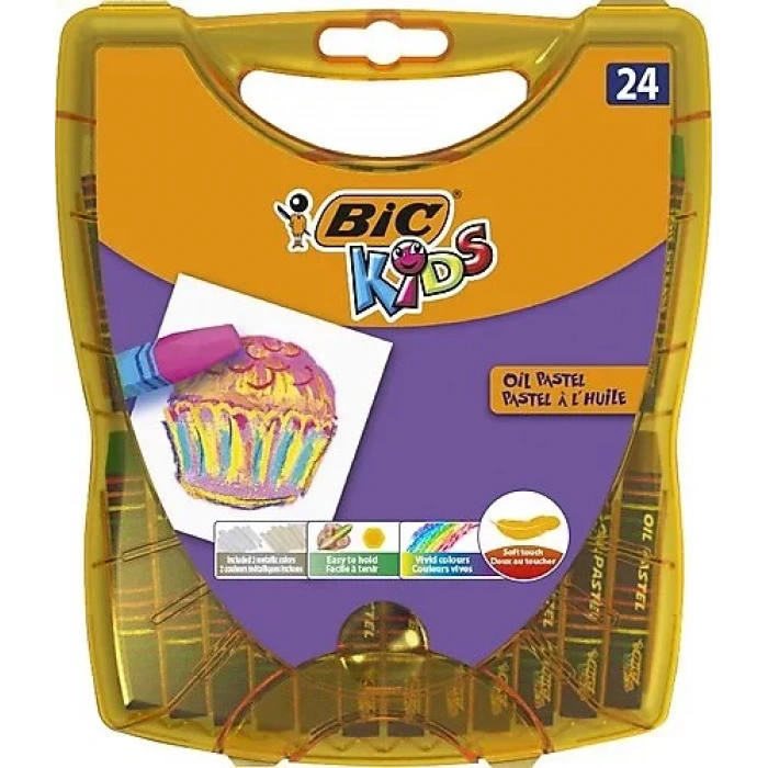 BİC YAĞLI PASTEL 24 RENK SERT PLASTİK KUTU 940759