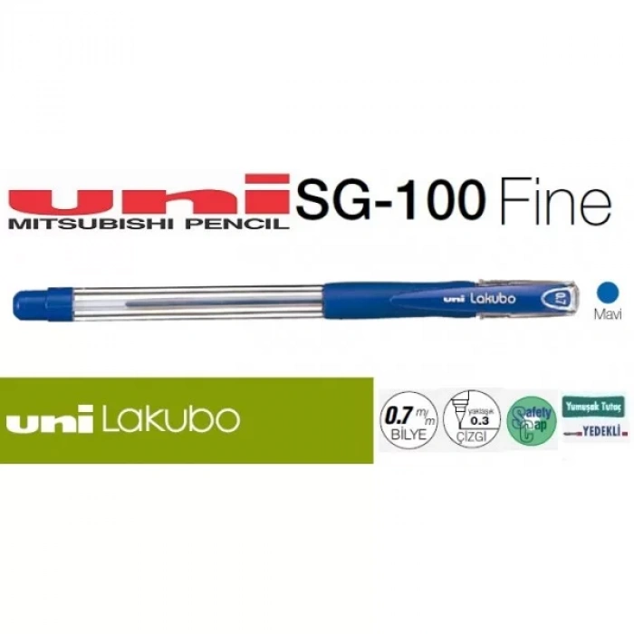 UNİ LAKUBO FİNE 0.7 TÜKENMEZ KALEM MAVİ SG-100 (07) MAVİ