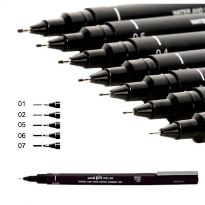 UNİ PİN FİNE LİNE AKRİLİK UÇLU KALEM 5Lİ SET SİYAH PIN-200 5P SET