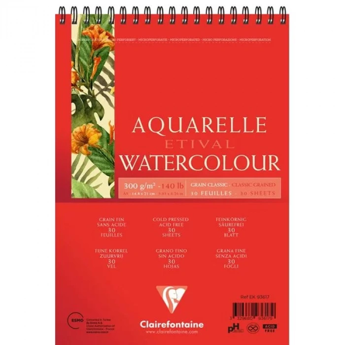 CLAIREFONTAINE ETİVAL CLASSIC A5 300 GR ÜSTTEN SPİRALLİ 30 YAPRAK - TEKLİ EK-93617