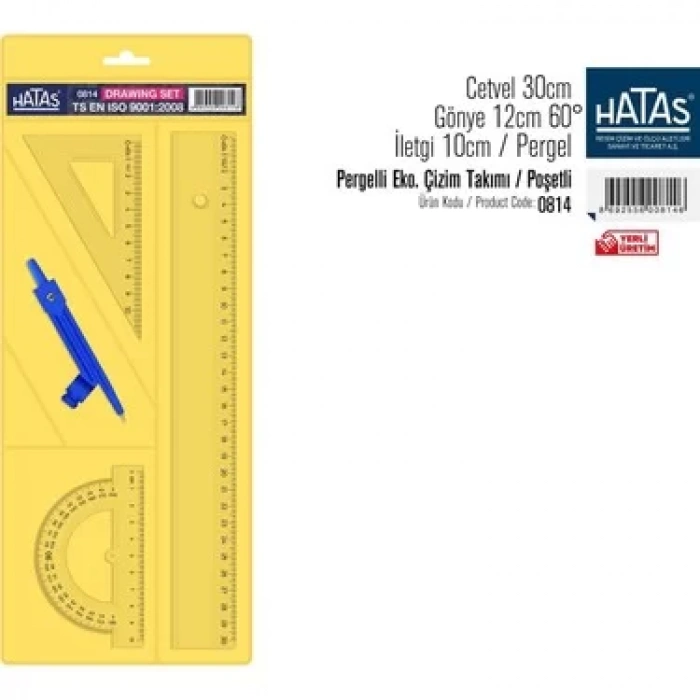 HATAS 0814 PERGELLİ  EKONOMİK  ÇİZİM TAKIMI  ( 30 cm. Cetvelli )