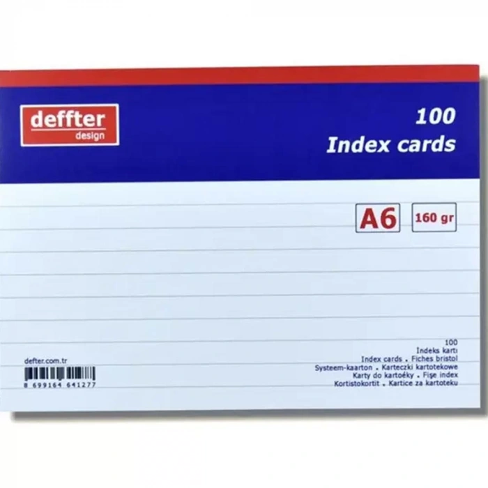 DEFFTER INDEX KARTI A6 / BEYAZ ÇİZGİLİ A6 TEKLİ SHRİNK 100