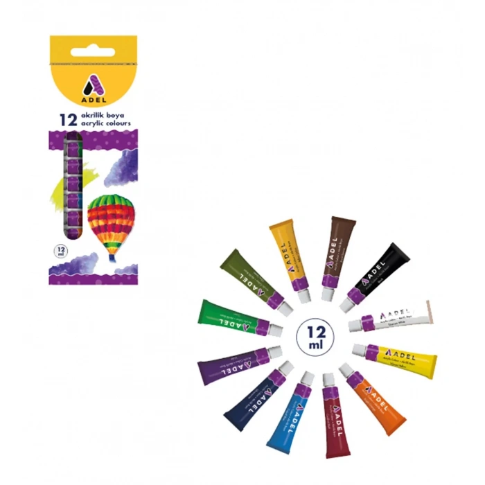 ADEL AKRİLİK BOYA 12 ML TÜP 12Lİ