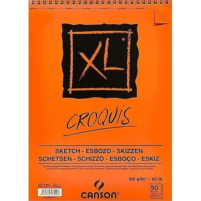 CANSON XL SPİRALLİ RESİM VE ÇİZİM BLOK CROQUIS XL ALBÜM 90GR ÜSTEN SPİRALLİ A5 50YP FCNS09050A5US