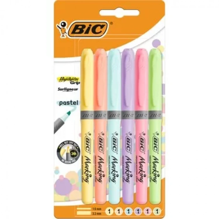 BİC MARKING HIGHLIGHTER GRIP PASTEL 6LI BLİSTER 992561-93725