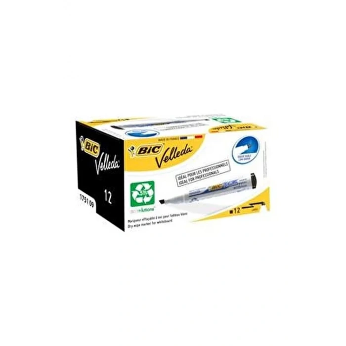 BİC VELLEDA 1751 ECO KESİK UÇ 12Lİ SİYAH