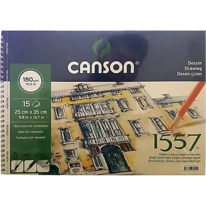 CANSON 1557 RESİM VE ÇİZİM BLOK 180GR 25x35 15YP RESİM DEFTERİ FCNS180152535