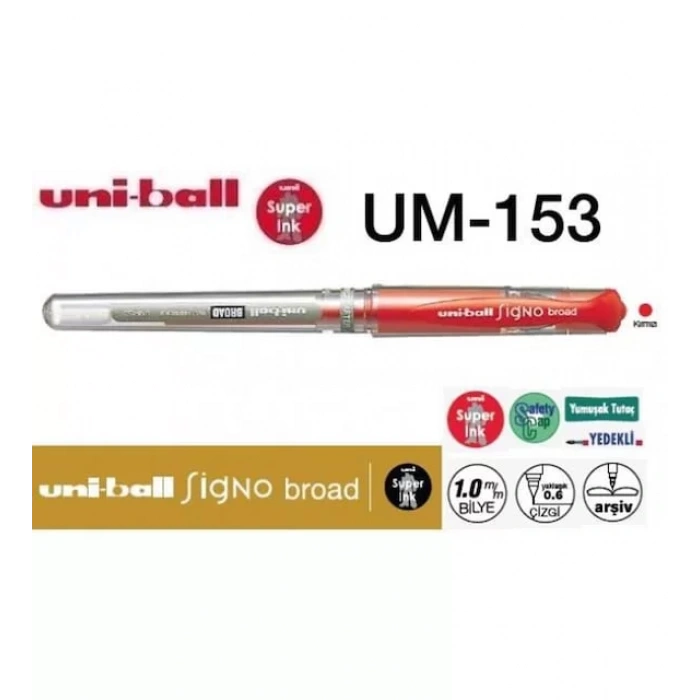 UNİBALL SİGNO BROAD 1.0 İMZA KALEMİ KIRMIZI UM-153