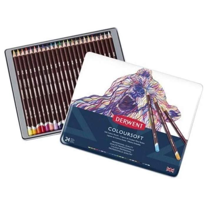 DERWENT KURUBOYA KALEMİ  COLOURSOFT 24LÜ TENEKE KUTU DW0701027