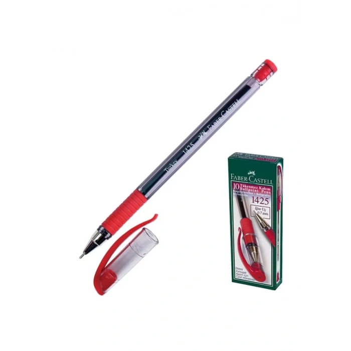 FABER-CASTELL 1425 İĞNE UÇ TÜKENMEZ 10LU KIRMIZI
