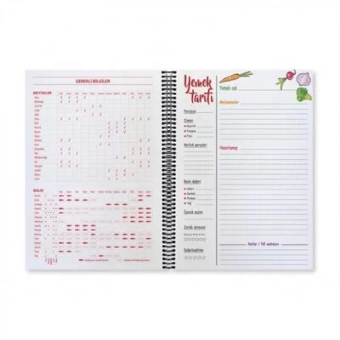 DEFFTER CONTEINER YEMEK TARİF DEFTERİ / ASPARAGUS 20*28 SERT KAPAK 80