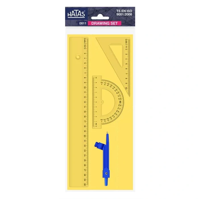HATAS 0818 PERGELLİ ÇİZİM SETİ (POŞETLİ) ( 30 cm. Cetvelli )