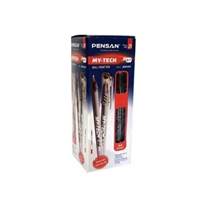 PENSAN 07 MM MY-TECH TÜKENMEZ KALEM 25 li KIRMIZI 2240