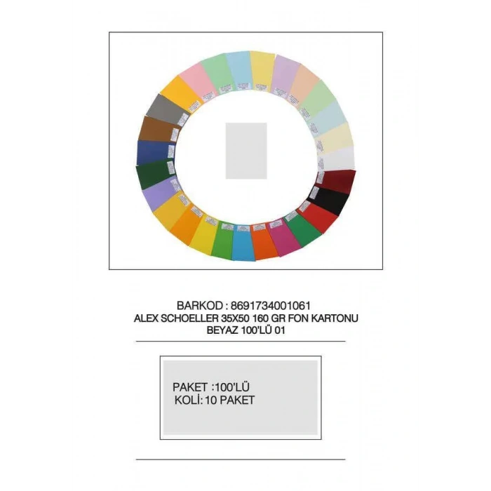 ALEX KOLEJ FON KARTONU 35X50 NO:01 BEYAZ