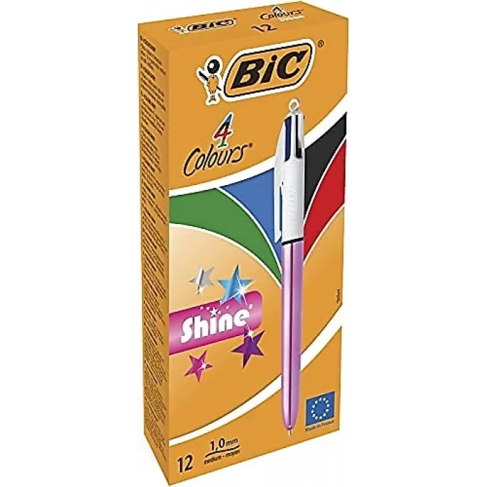 BİC 4 COLOURS SHINE PEMBE GÖVDE TÜKENMEZ KALEM