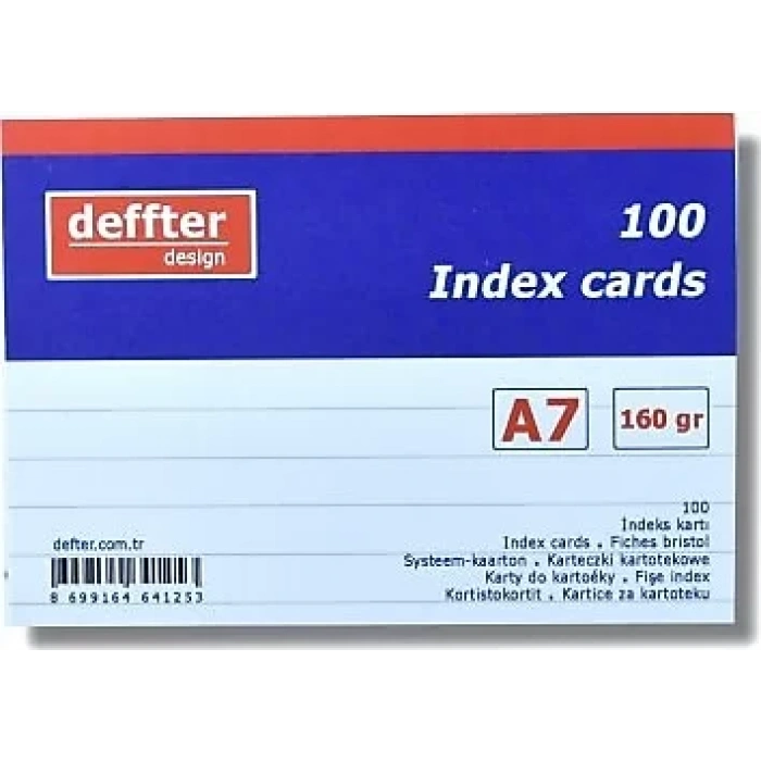 DEFFTER INDEX KARTI A7 / BEYAZ ÇİZGİLİ A7 TEKLİ SHRİNK 100