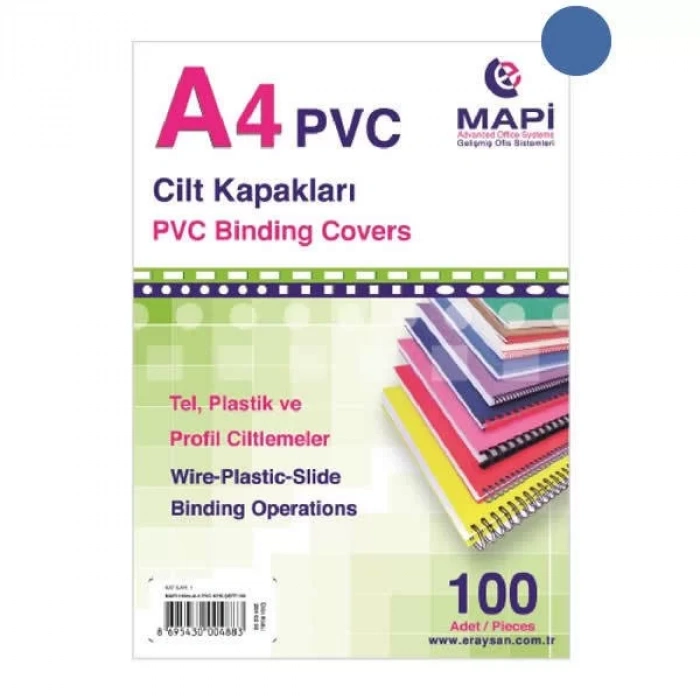 MAPİBİND 160m.A-4 PVC KAPAK.MAVİ 100 AD. 2040204