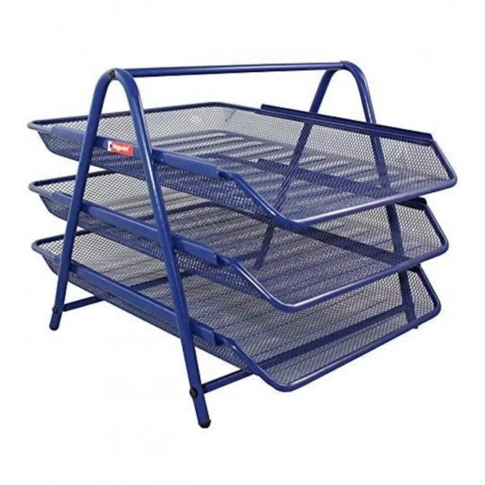 BİGPOİNT METAL PERFORE EVRAK RAFI 3LÜ MAVİ BP413-35