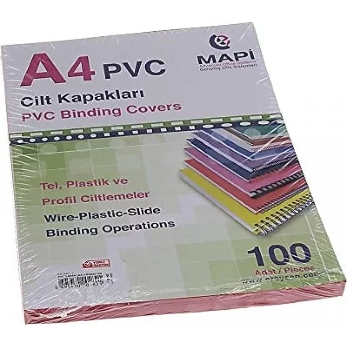 MAPİBİND 160m.A-4 PVC KAPAK.KIRMIZI.      100 AD. 2040203