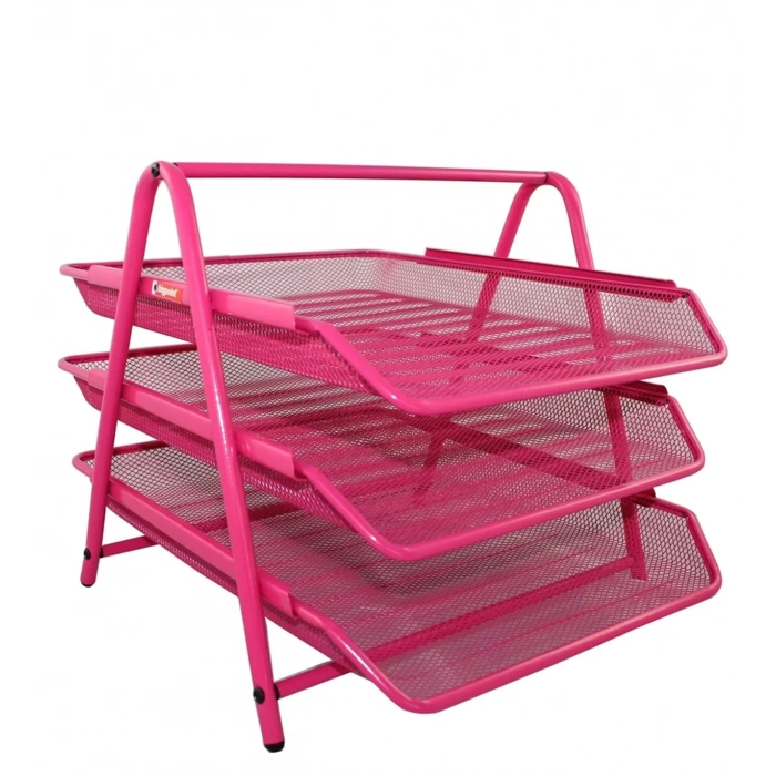 BİGPOİNT METAL PERFORE EVRAK RAFI 3LÜ PEMBE BP413-22