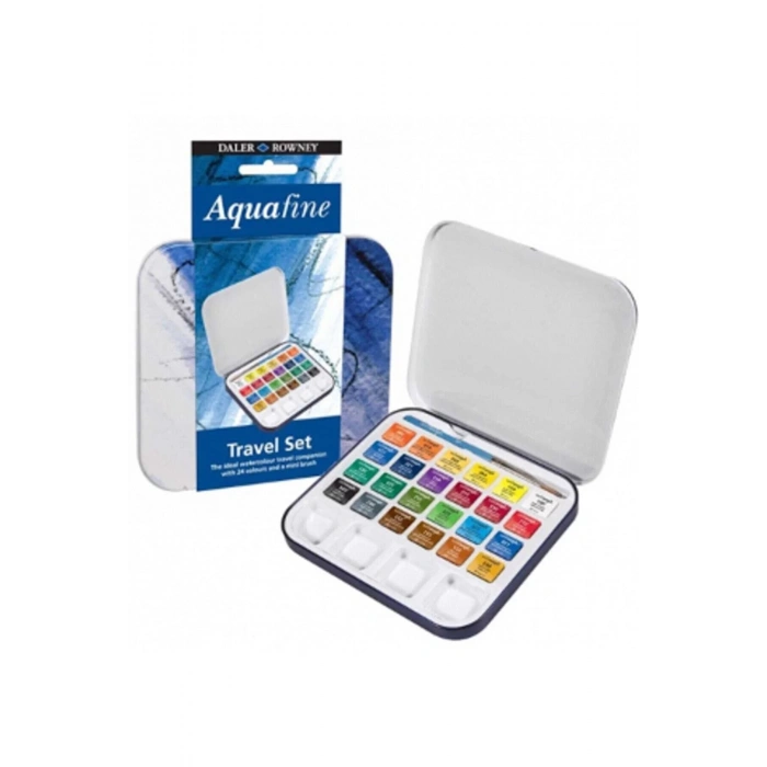 DALER ROWNEY AQUAFİNE SEYAHAT SETİ 24 YARIM BOY PLASTİK KUTU 131900102