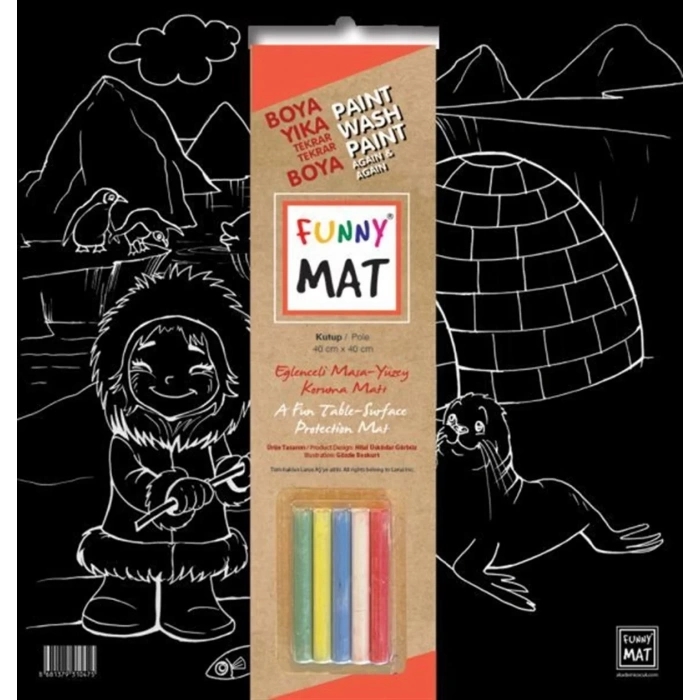 AKADEMİ ÇOCUK FUNNY MAT - BLACK (TEBEŞİRLİ) KUTUP