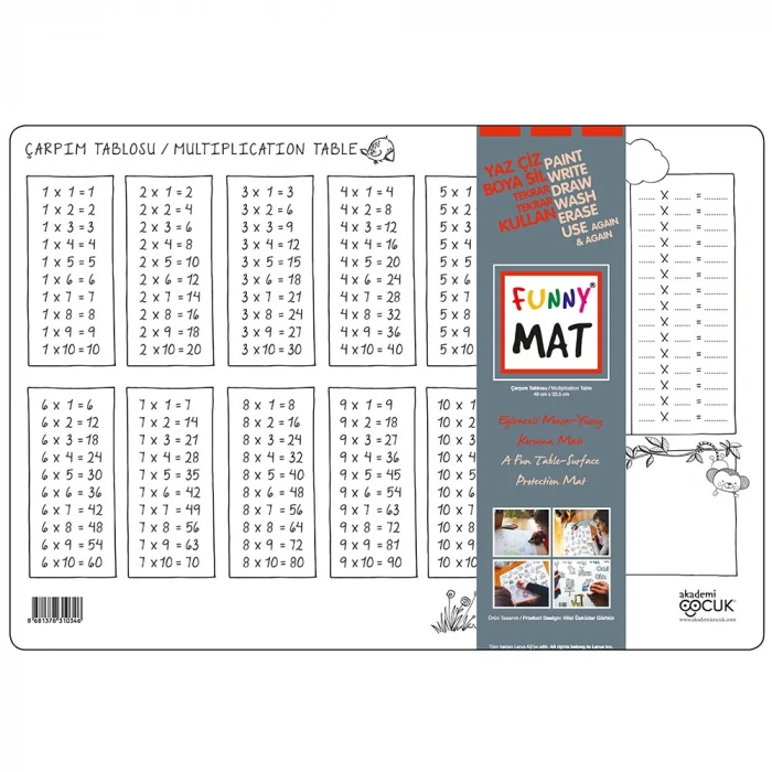 AKADEMİ ÇOCUK FUNNY MAT - ÇARPIM TABLOSU