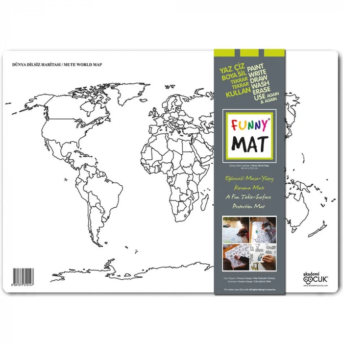 AKADEMİ ÇOCUK FUNNY MAT - DÜNYA DİLSİZ HARİTASI